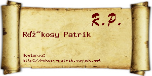 Rákosy Patrik névjegykártya