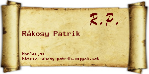 Rákosy Patrik névjegykártya